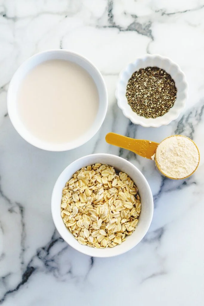 oatmeal ingredients in bowls