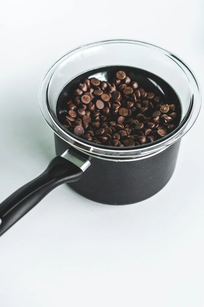 chocolate chips in double-boiler