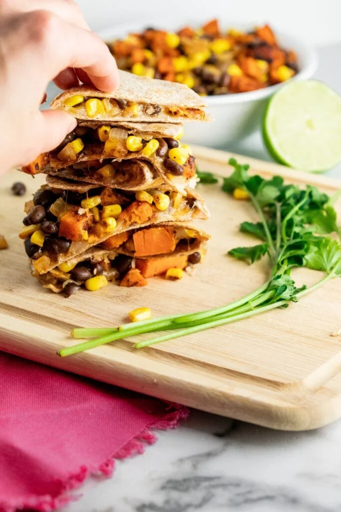 One-Pan Sweet Potato and Black Bean Quesadillas