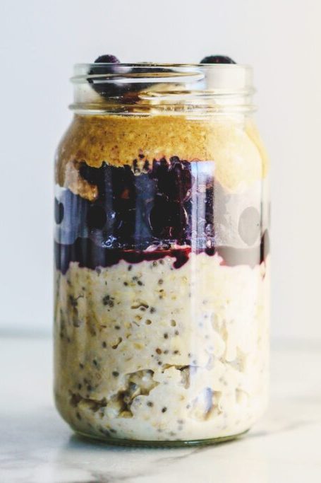 Berry Overnight Oats with Almond Butter