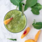 green smoothie and peaches