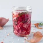 jar of pink pickled shallots
