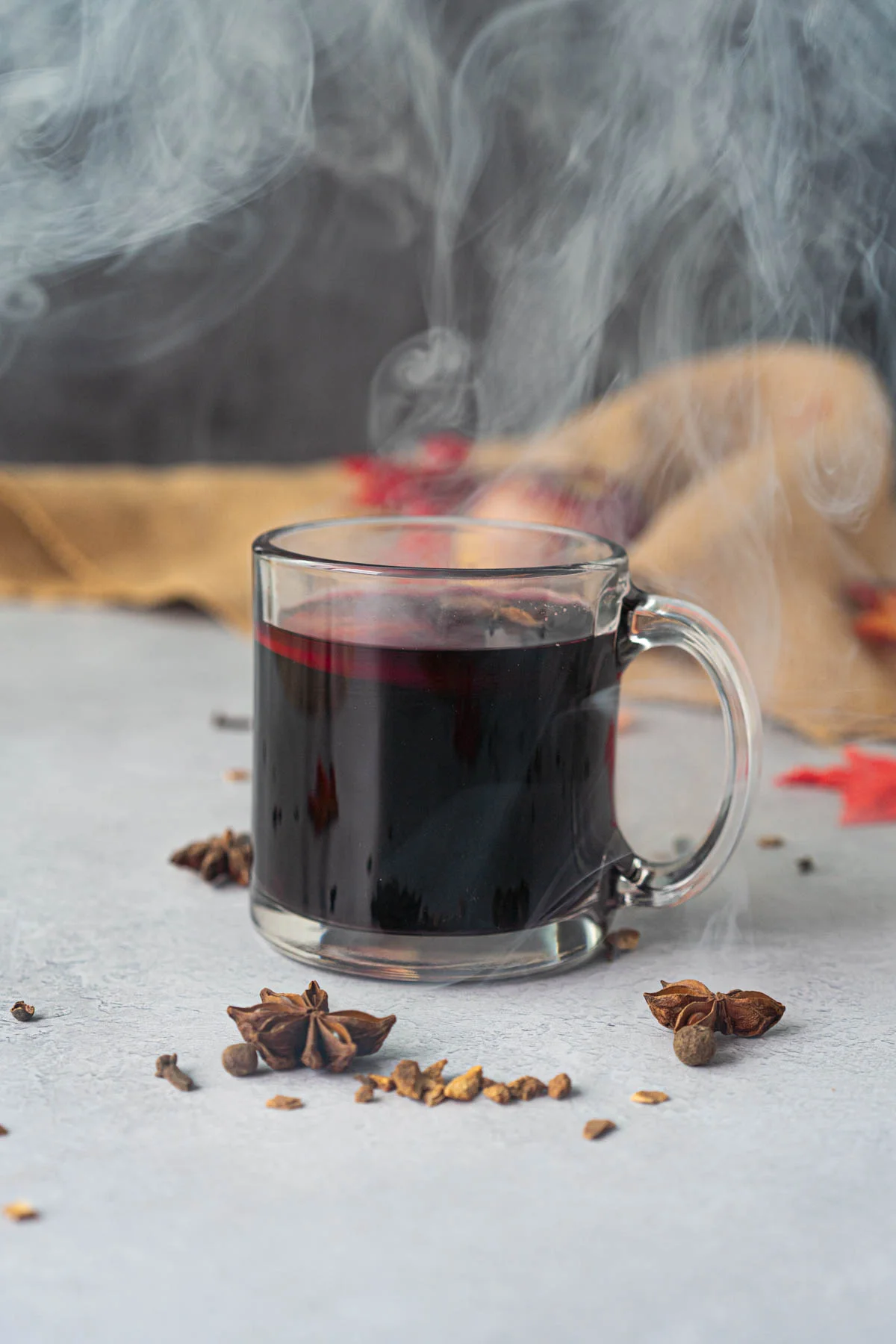 steaming mug of mulled wine