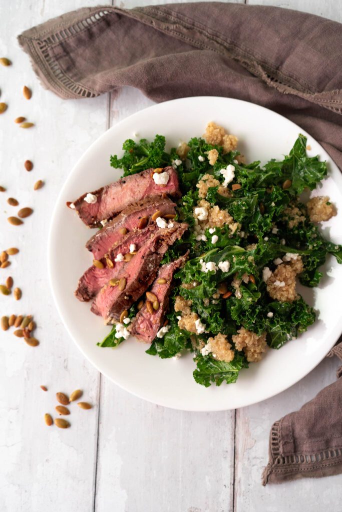 Kale Salad with Quinoa and Steak Chelsea Dishes