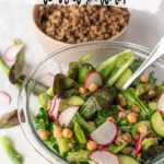 bowl of salad with lentils and chickpeas