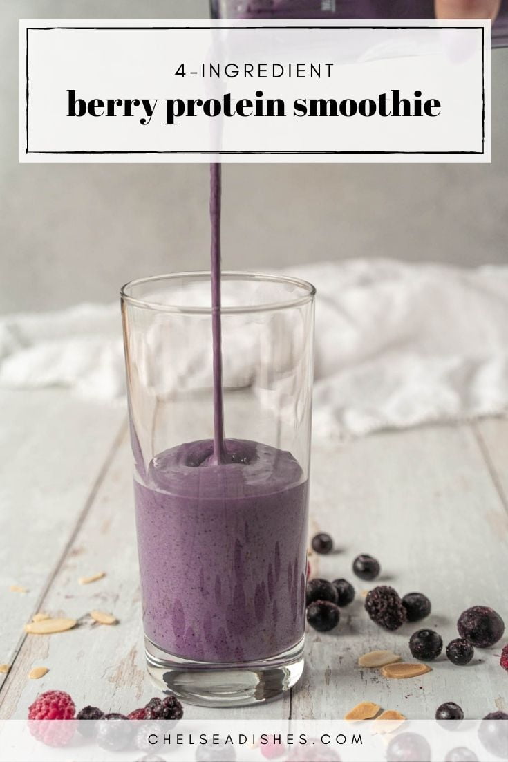 Mixed Berry Protein Smoothie - Chelsea Dishes