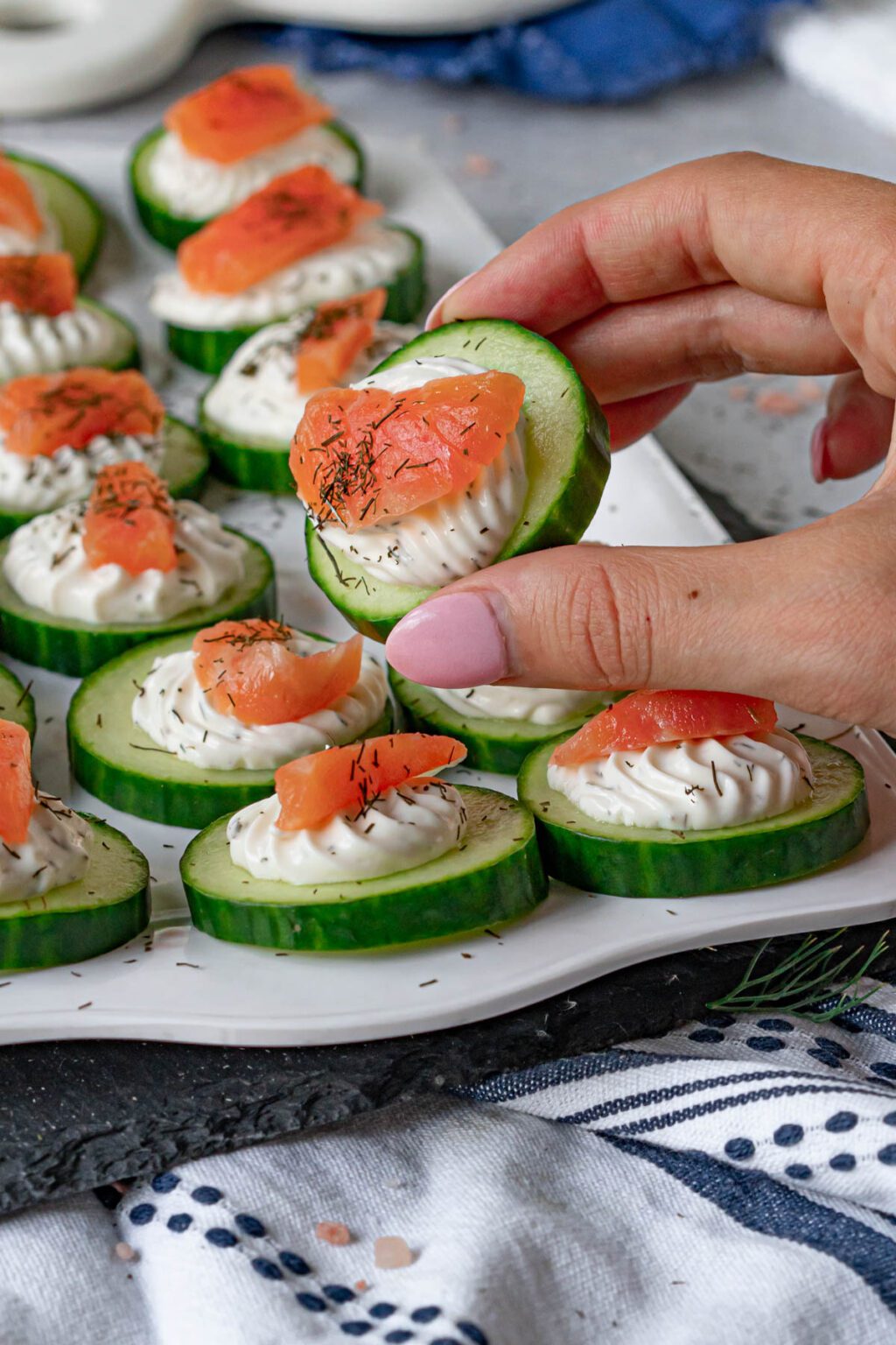 Dilly Cucumber Bites with Salmon Chelsea Dishes