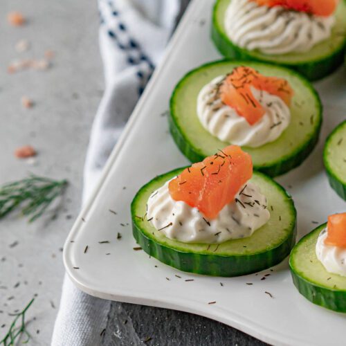 Dilly Cucumber Bites with Salmon Chelsea Dishes