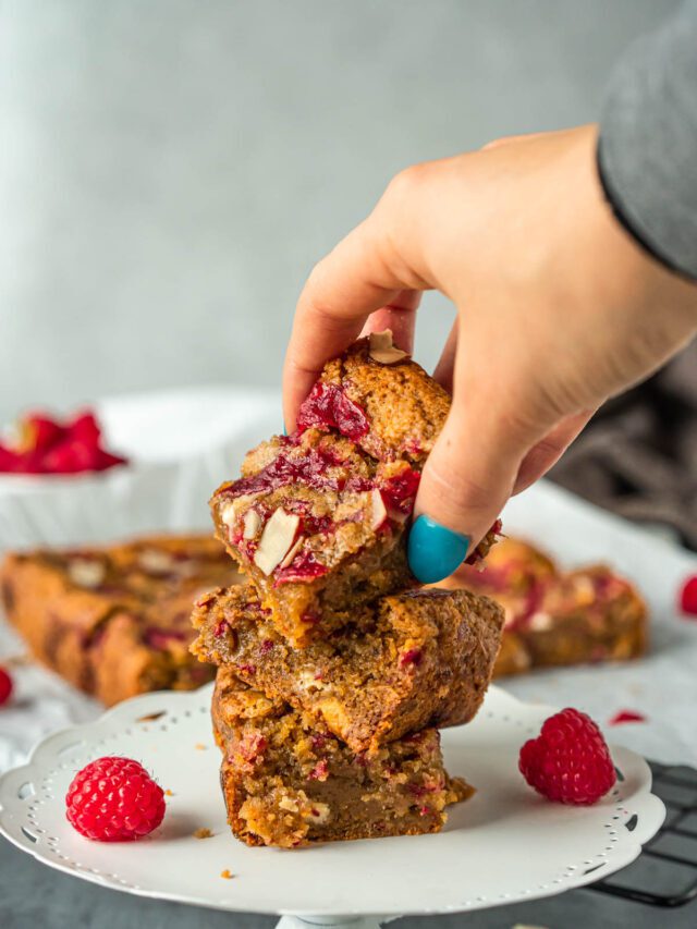 Chewy White Chocolate Raspberry Blondies